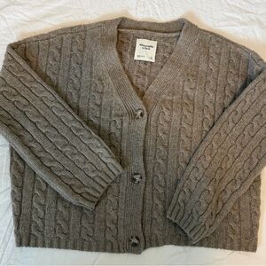 Abercrombie & Fitch Cable Knit Cardigan - Taupe